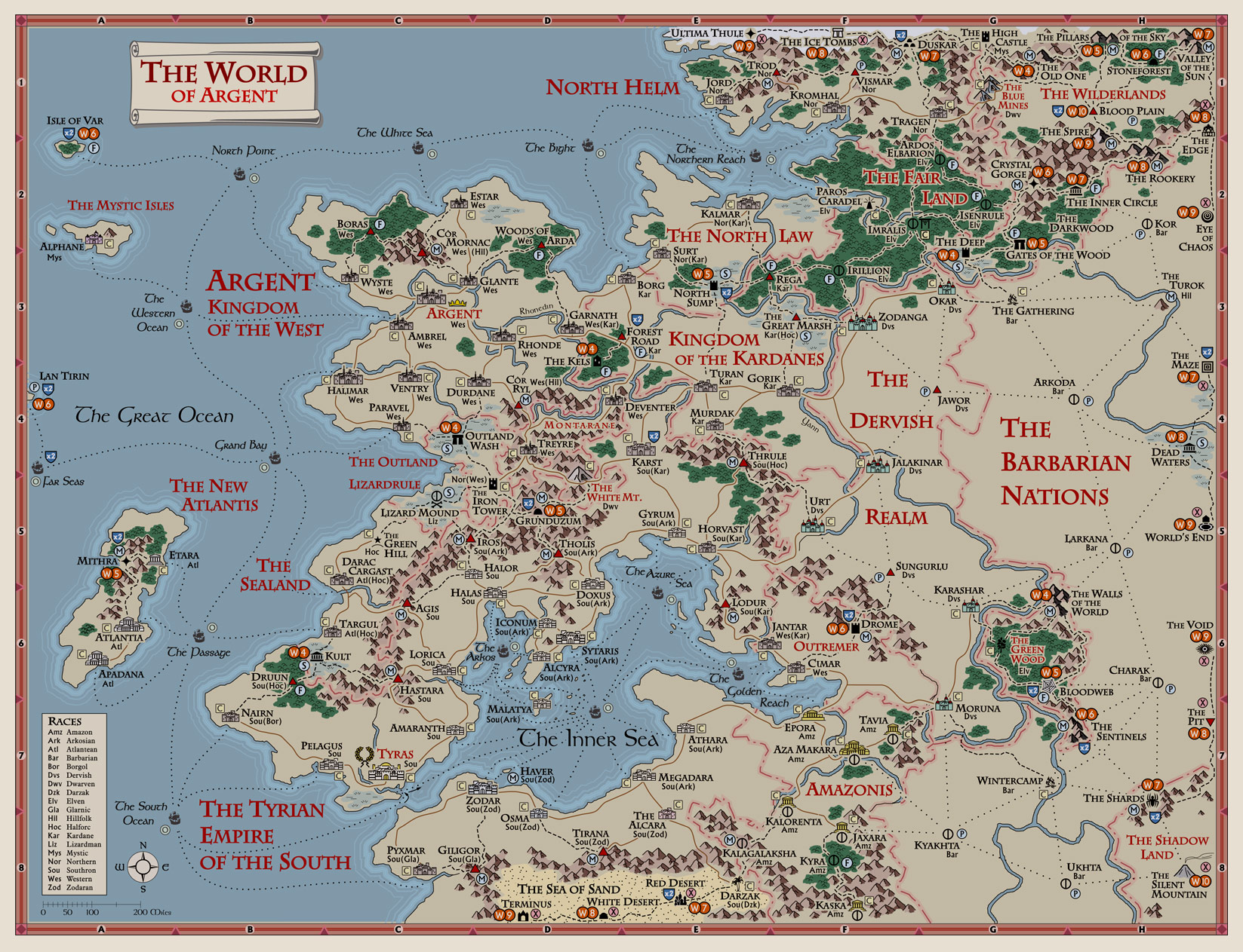 Map of the World of Argent - medium